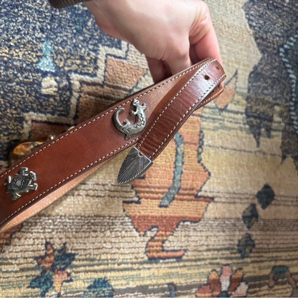 VTG LEEGIN Southwest Cowgirl Concho Animal Leather Silver Creek SZ S Concho Belt - Picture 5 of 6